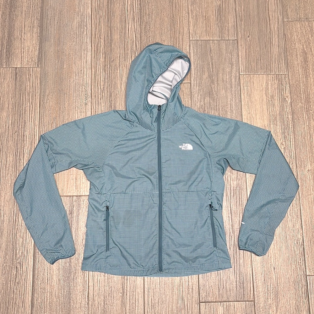 The North Face Women’s Zip Up Windbreaker Jacket with Hood Blue/White Size SP